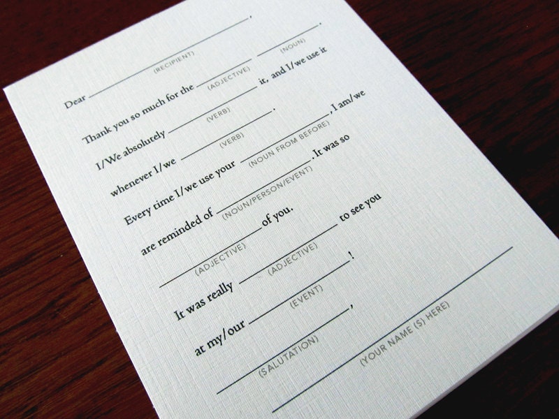 12 Humorous Fill-In Thank You Card BULK 12-pack
