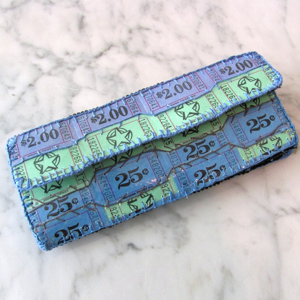 Green blue Raffle Ticket Wallet