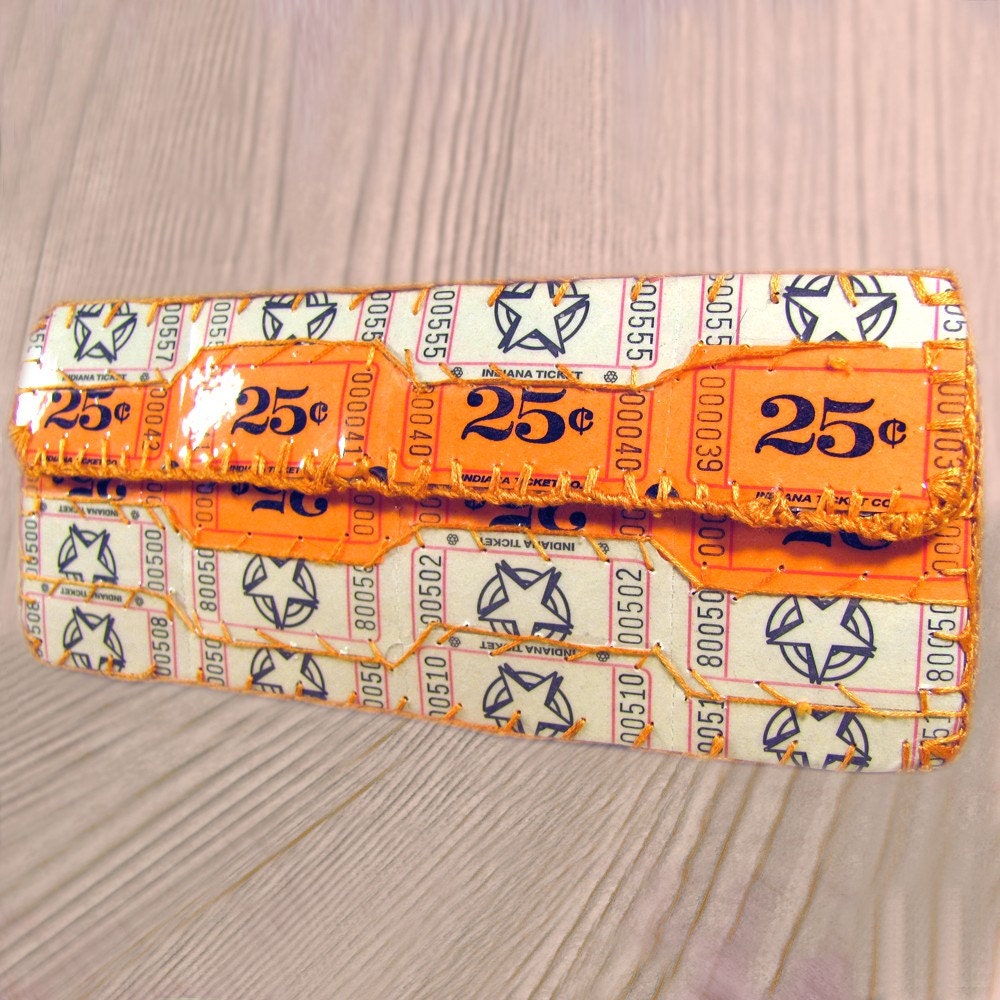 Orange and White Raffle Ticket Wallet