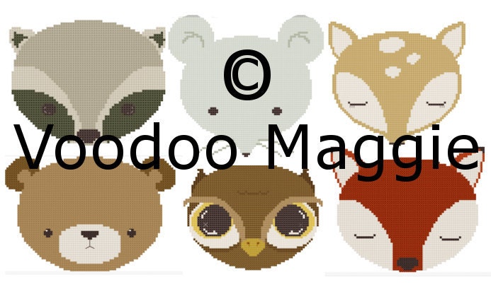 Woodland Animals Cross stitch pattern Complete set