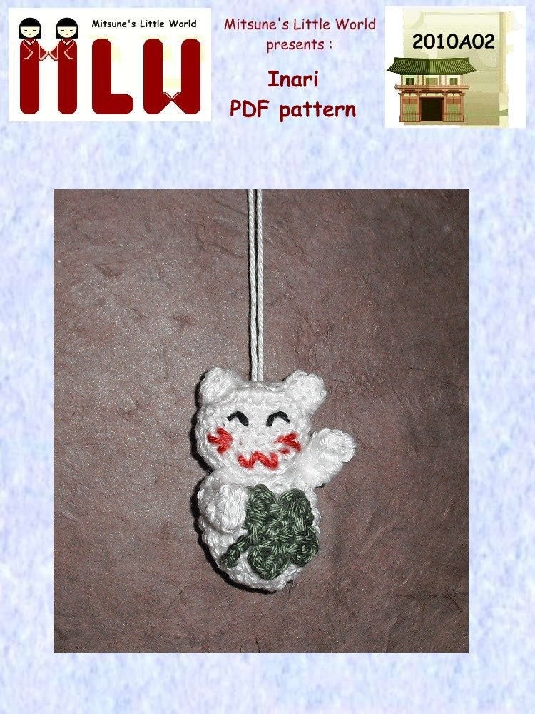Inari amigurumi cat maneki neko with clover PDF pattern