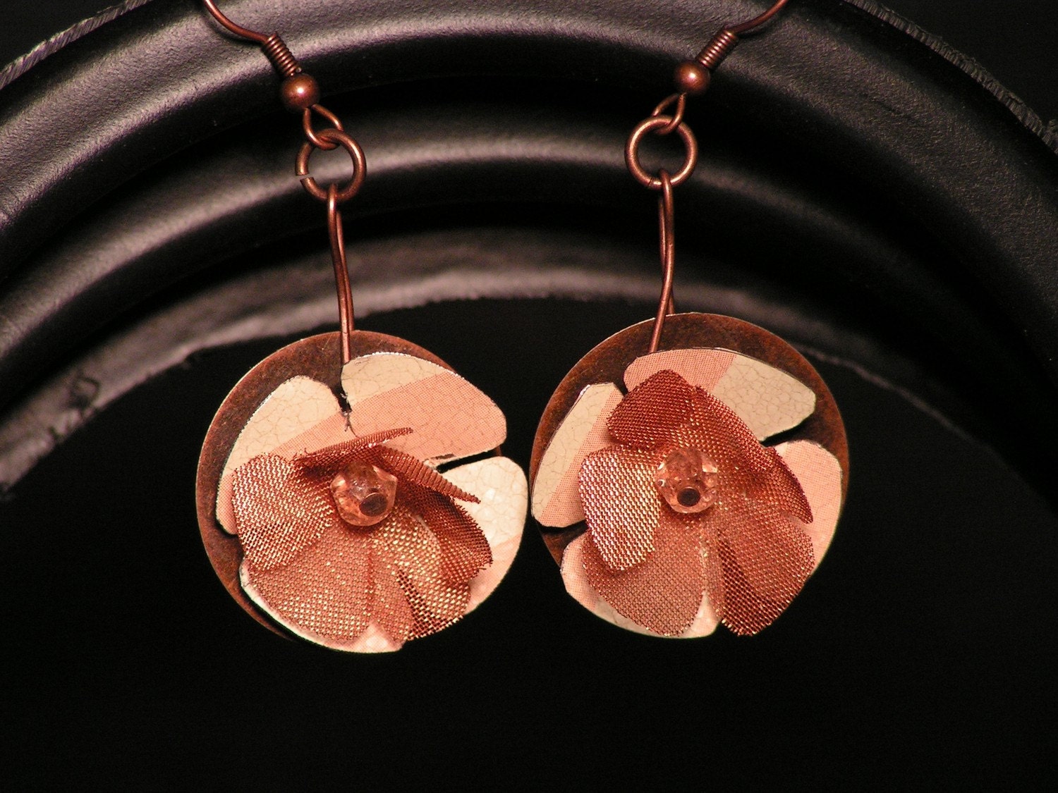 Copper Flower Tin Can Earings