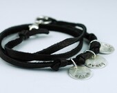 Mom Handstamped Necklace in Black Suede Leather -  Hand Stamped - Personalized - Custom - great gift for mom