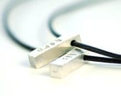 His and Hers Necklace - Recycled Silver Bars on leather - Custom Personalized - Boyfriend Girlfriend  - couples gift - wedding