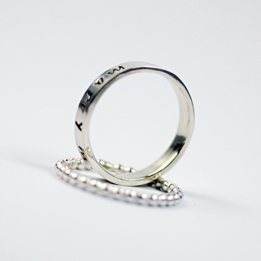 Personalized Rings - Engagement Anniversary Promise Ring - Stacking Bands - handstamped - Marry Me or Marry Me Again