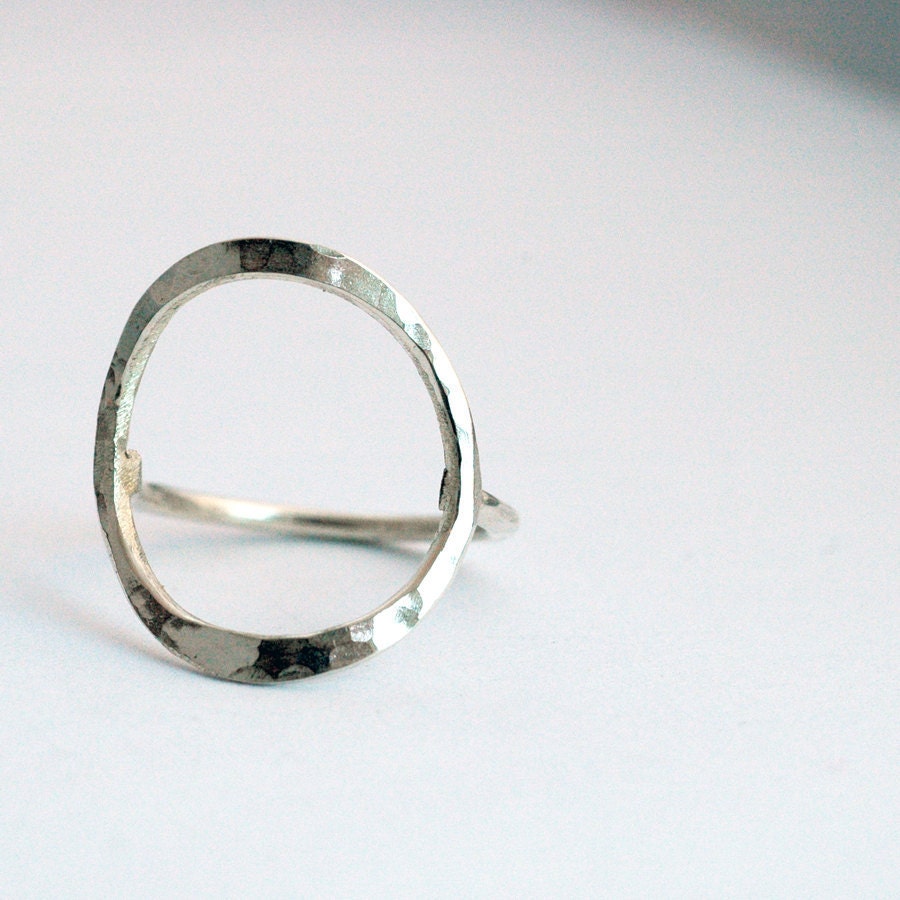Silver Circle Ring - Modern Geometric Design - Delicate and Feminine - Recycled Sterling Silver - Trendy and Cool