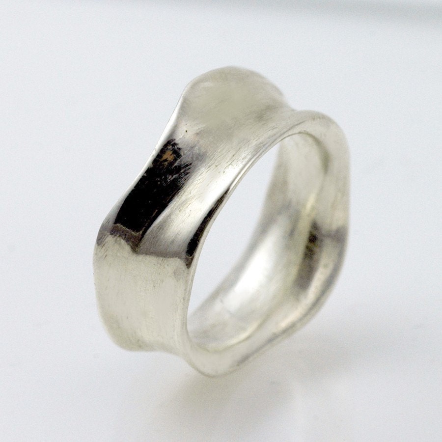 Silver Wedding Band - 100% Recycled and Eco Friendly - Organic Freeform Style - Incredibly Wearable