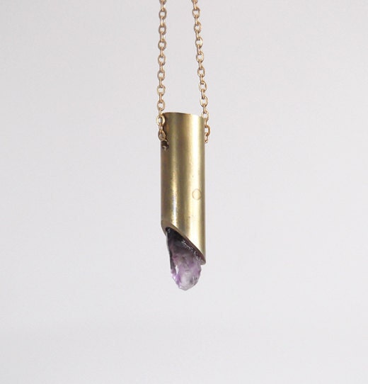 no. 498 - angled brass and amethyst necklace