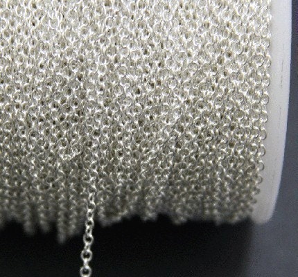 Silver plated chain round cable chain 1.5mm  32ft
