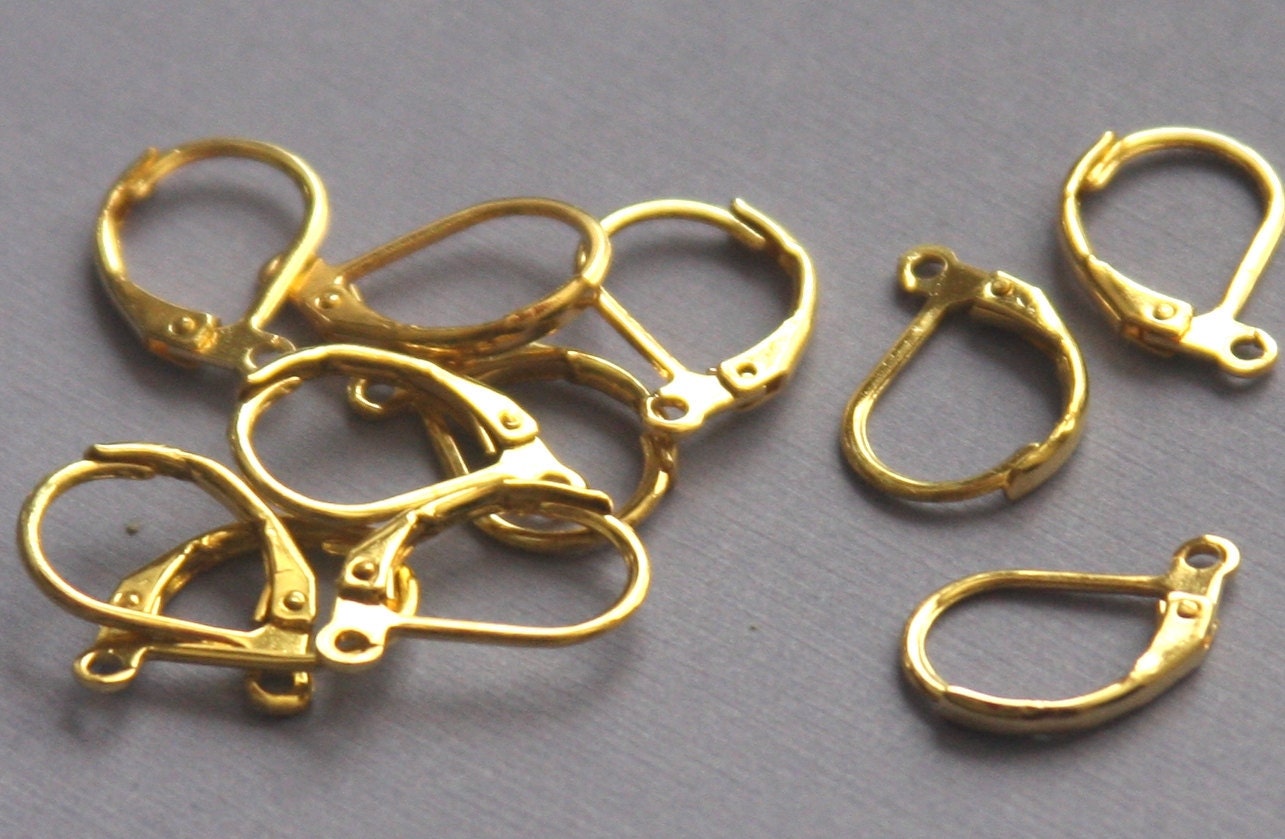 Gold  plated leverback earwires ---50 pcs