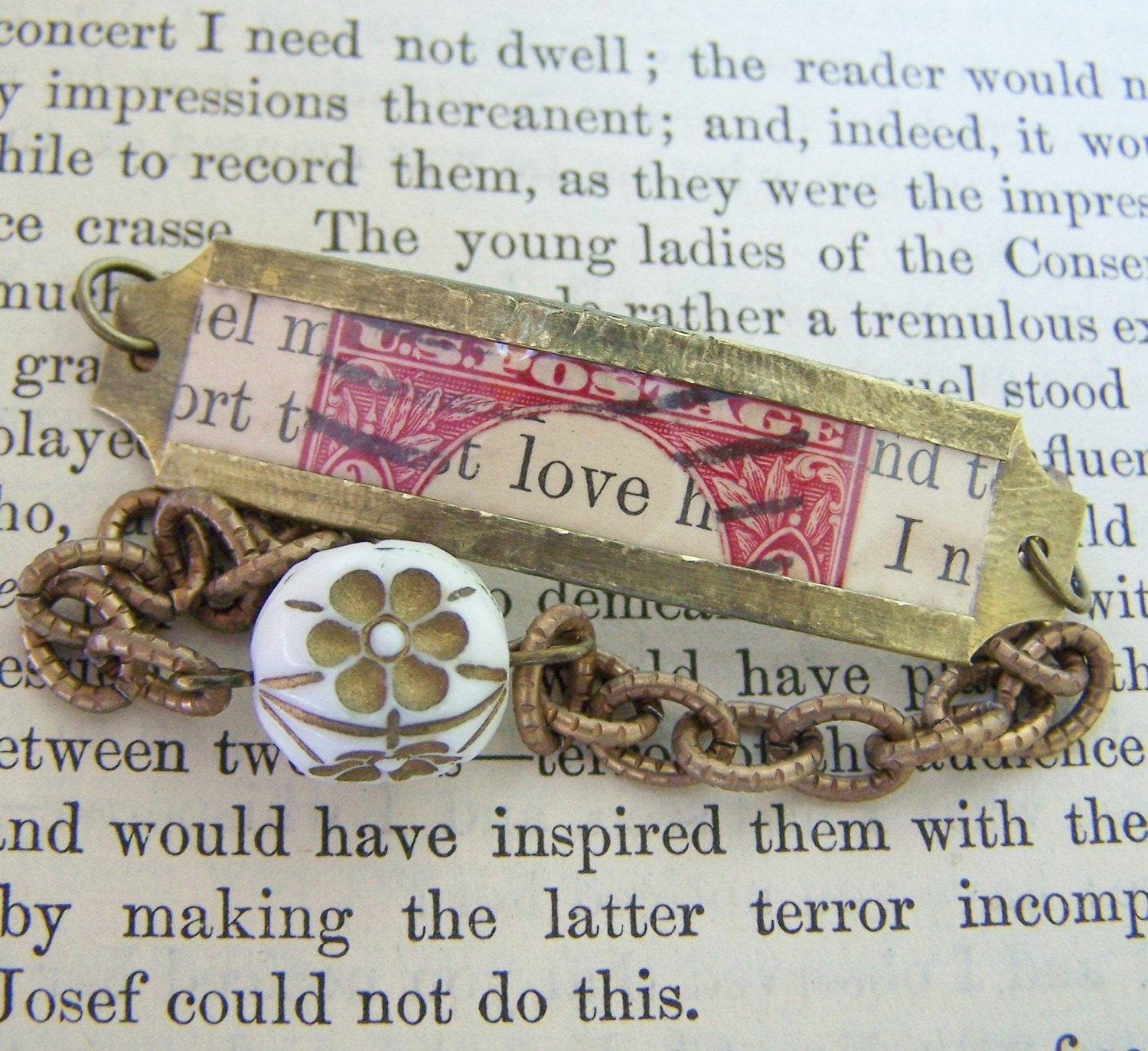 Antique Vintage Ephemera Bracelet All You Need Is Love