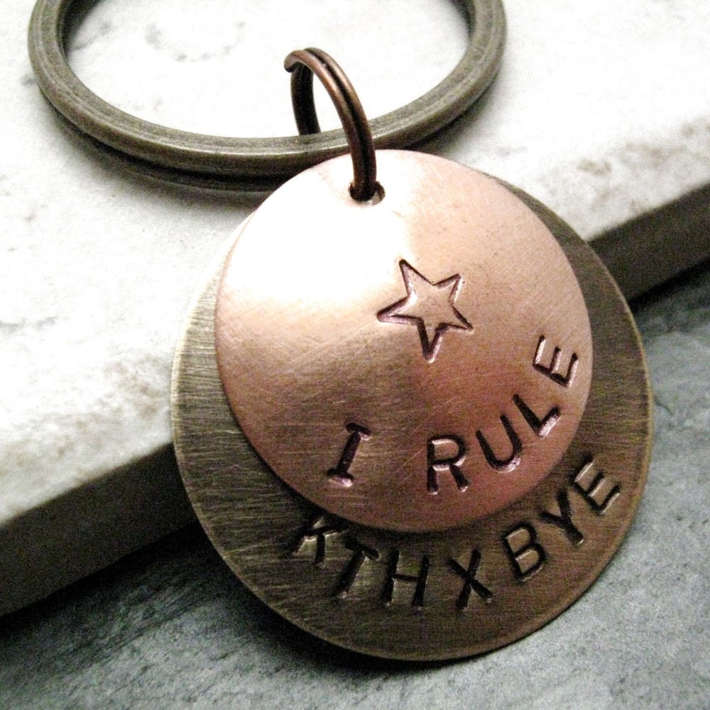 Personalized 2 Layer Mini Key Chain, 6 Metal Options, option 6 pictured and default for this listing