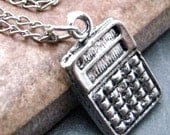 CALCULATOR Charm Necklace, 16 inch long, diff length or charm avail, silver plated