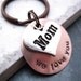 Mom We Love You Heart Charm Key Chain, hand stamped, customization avail, pls see listing for details