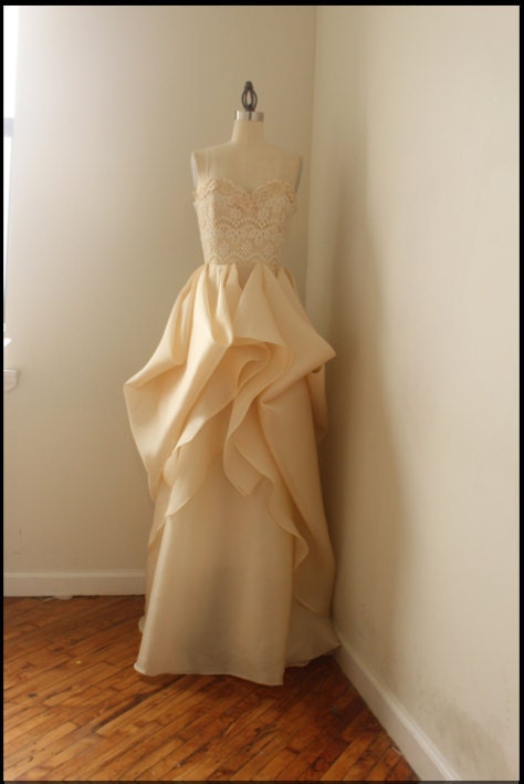 Super Sample Sale--One of a kind Silk and Lace Wedding Gown