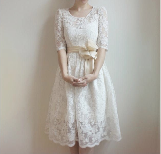 Ellie--2 Piece, Lace and Cotton Wedding Dress--Etsy Exclusive--Reserved for Laura van Grinsven