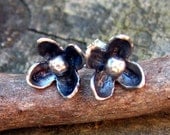 20% OFF Sale Today Every Item - Code Love20 -Flora Studs sterling silver oxidized flower post earrings