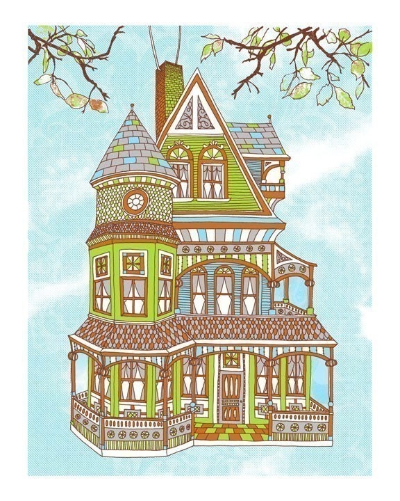Birdhouse - 8x10 Handprinted art print