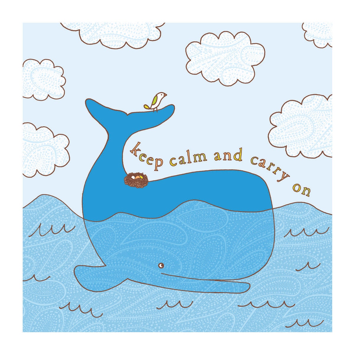 The Tale of the Bird and Whale 8x8 digital print of original illustration