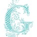 Hand drawn monogrammed print, 8x10, the Letter G, in the color blue