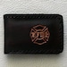 Leather Magnetic Money Clip with Fire Department Insignia