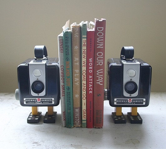 Fun Pair of Repurposed Camera Bookends