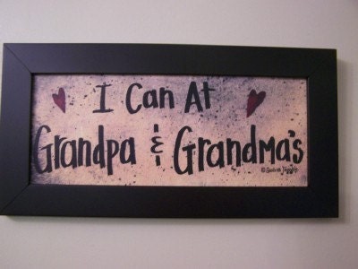 TWO I Can At Grandpa and Grandma's sign framed print great GRANDPARENTS gift SALE
