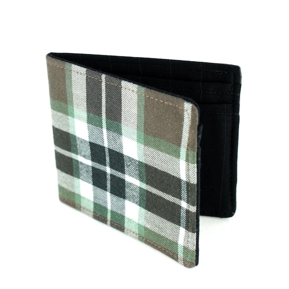 Jetsam Wallet - Recycled Plaid Shirt - Olive Green Flannel