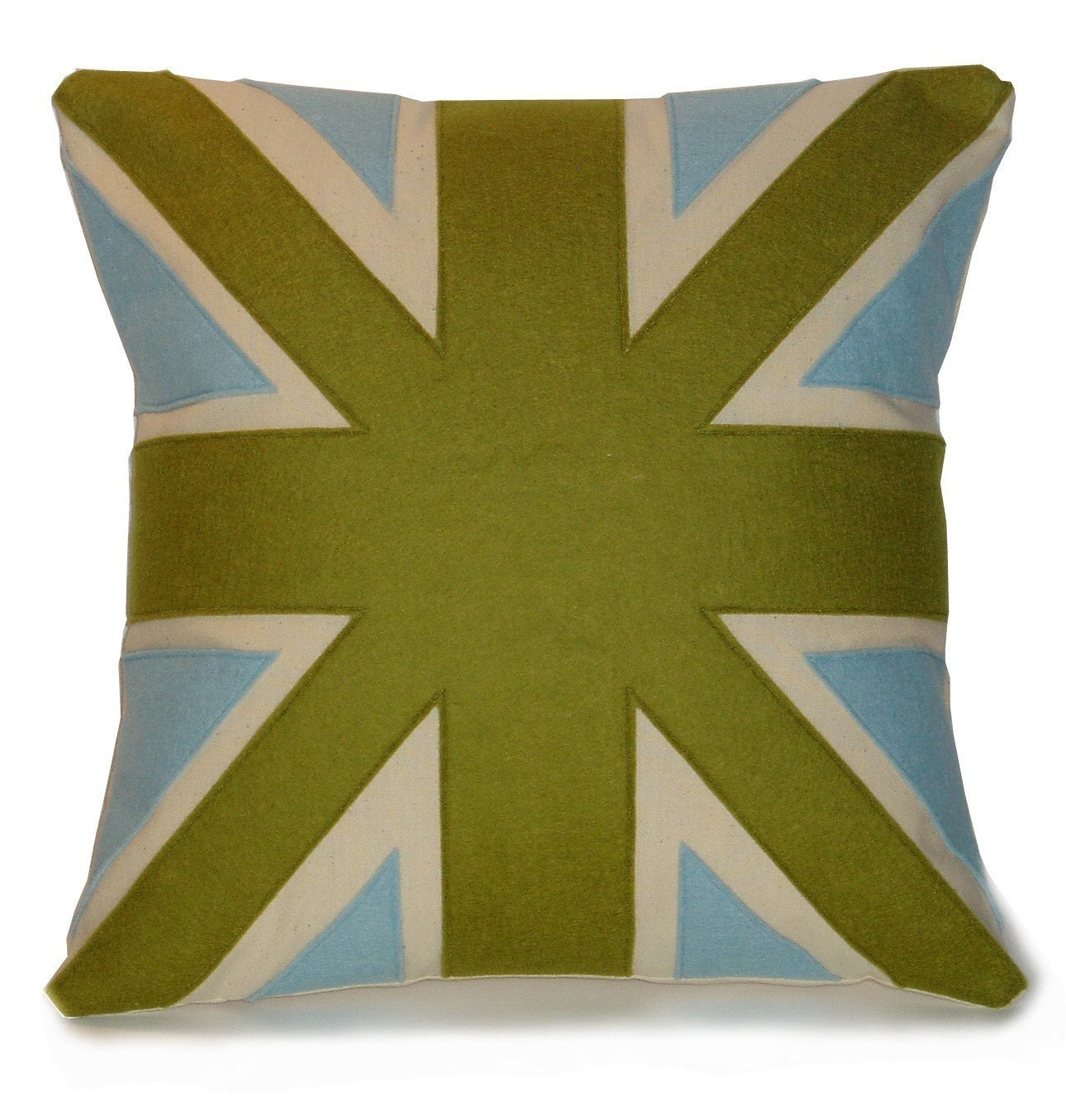 green and light blue UNION JACK CUSHION