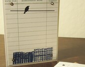 Books and Bird - 6-Pack Gocco Screen-Printed Cards