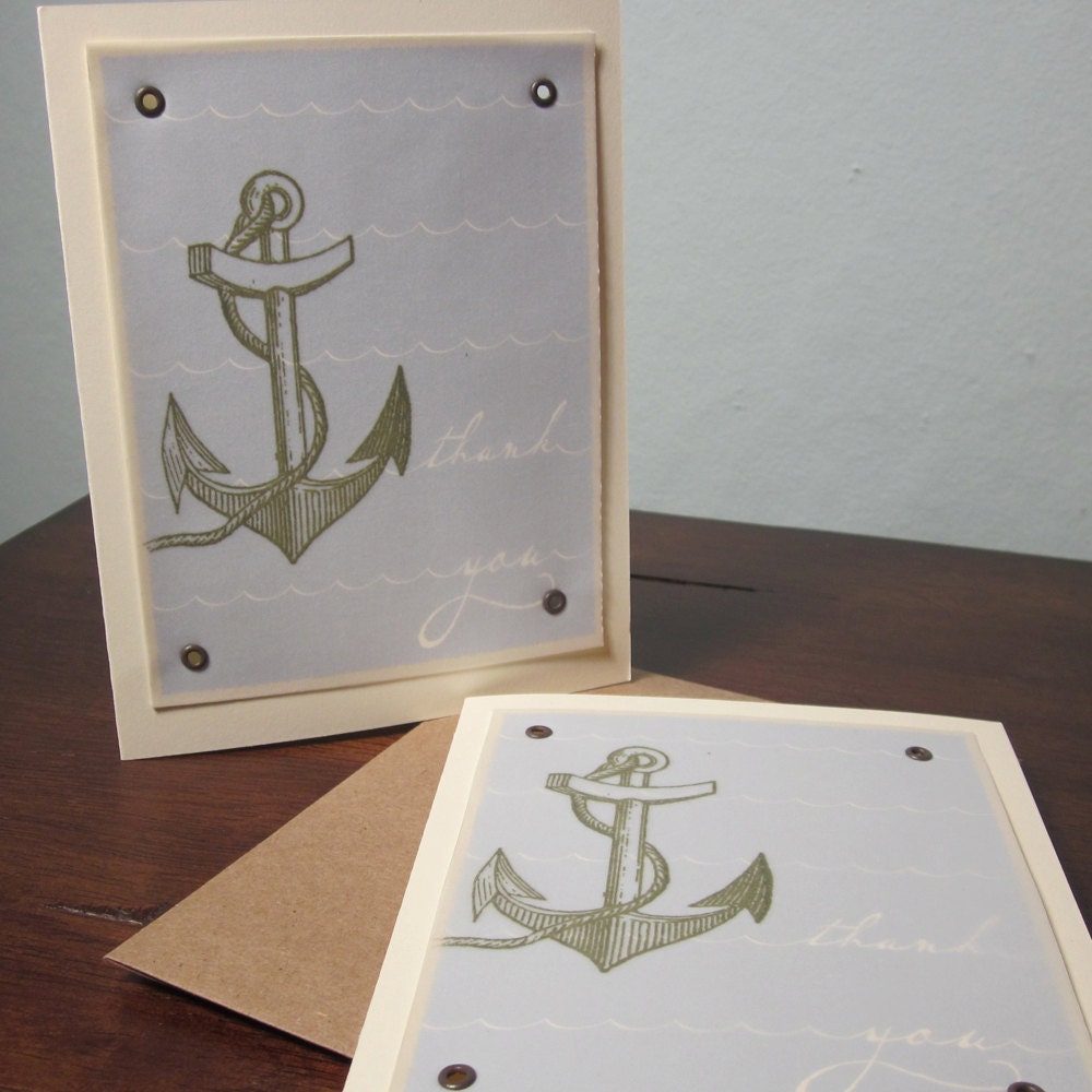 Anchor Thank You - 12-Pack Gocco Screen-Printed Thank You Cards