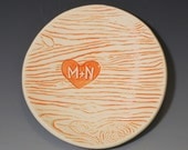 Ring Dish, customized ceramic wood grain in orange