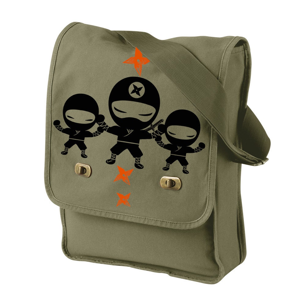 We are Ninjas  Canvas Field Bag KHAKI GREEN