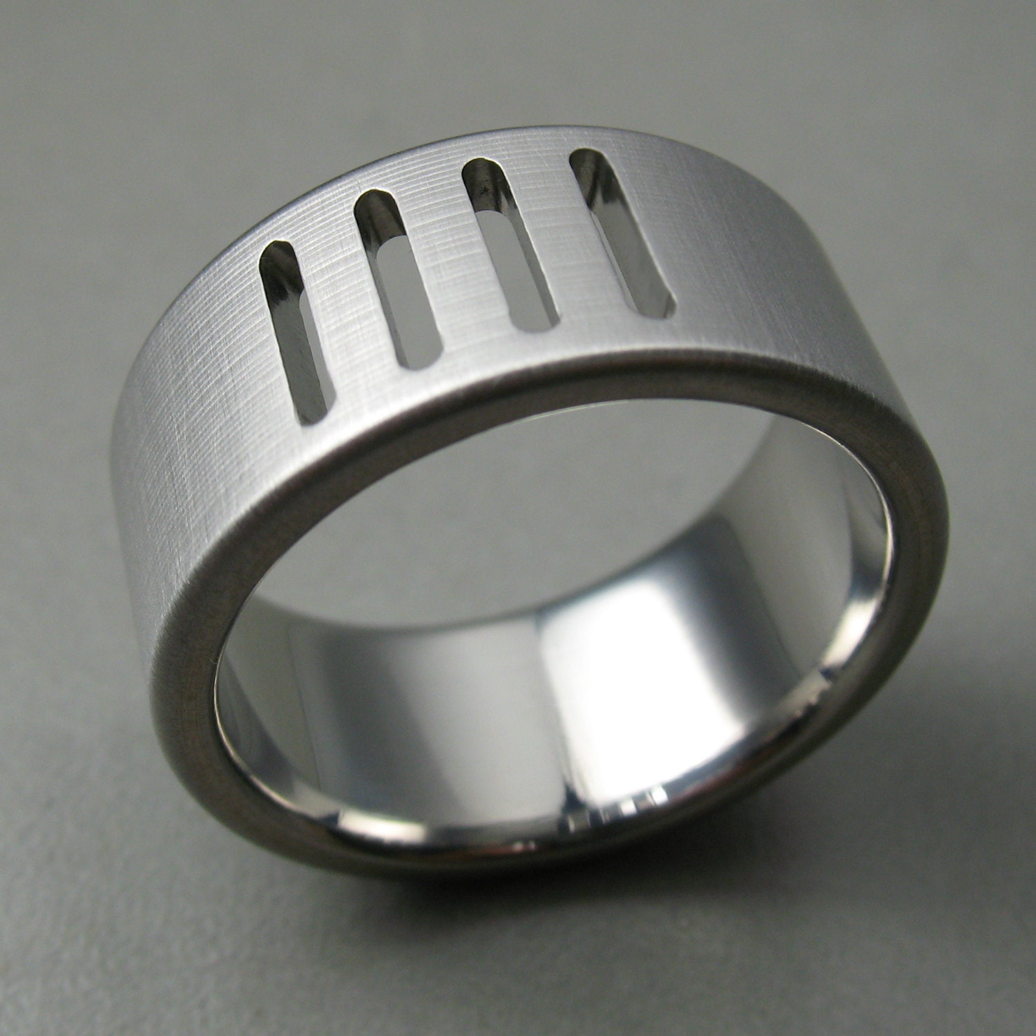 Saw Cut Titanium Wedding Ring