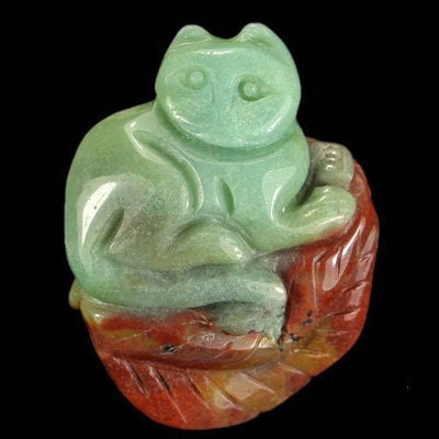 Hand Carved Amazonite Cat Pendant