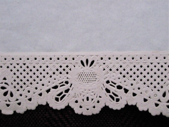 Vintage Ivory White Cut Out Lace Edge Shelf Paper by lisacook