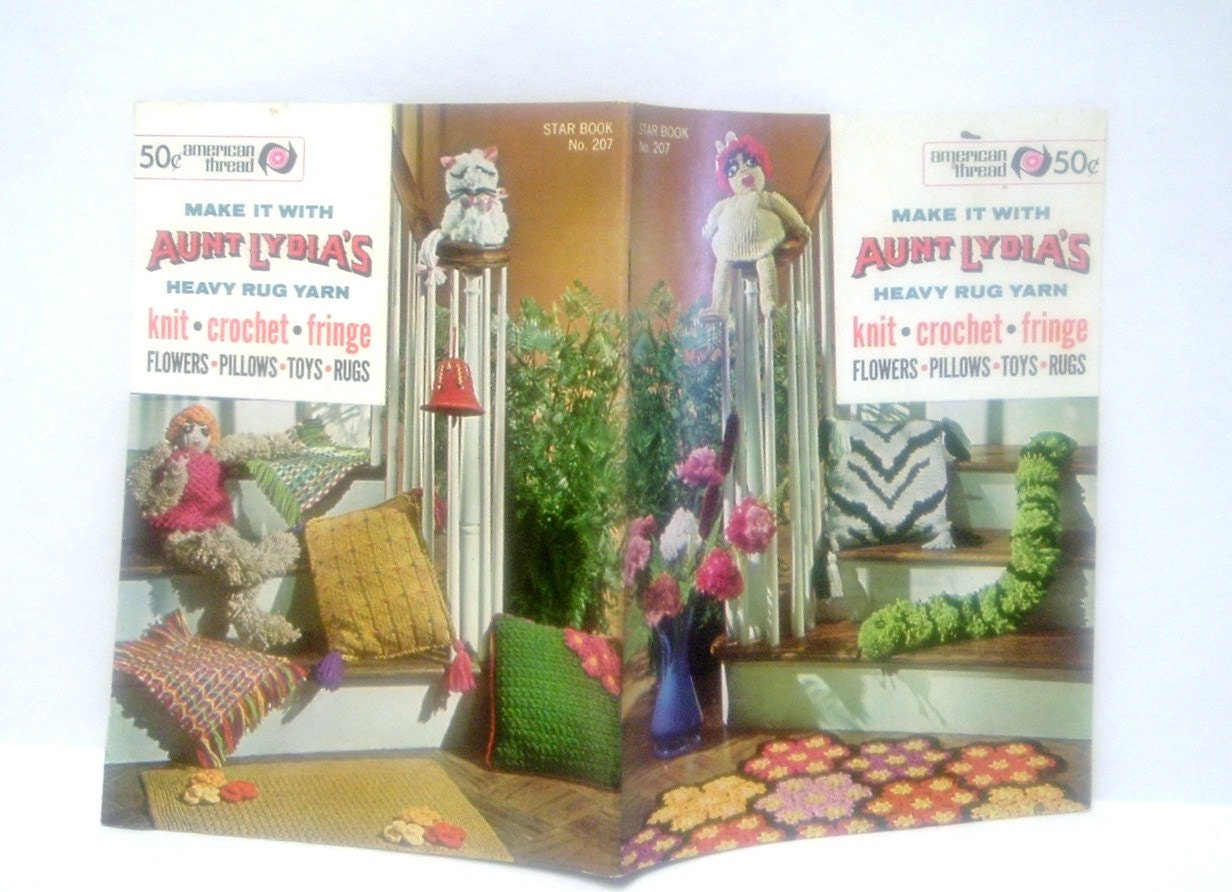 Vintage Knitting and Crochet Booklet Make It With Aunt Lydias Heavy Rug Yarn