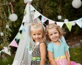 Super Long Pastel Flag Bunting Banner Photo Prop Party Decoration. Personalization Optional.