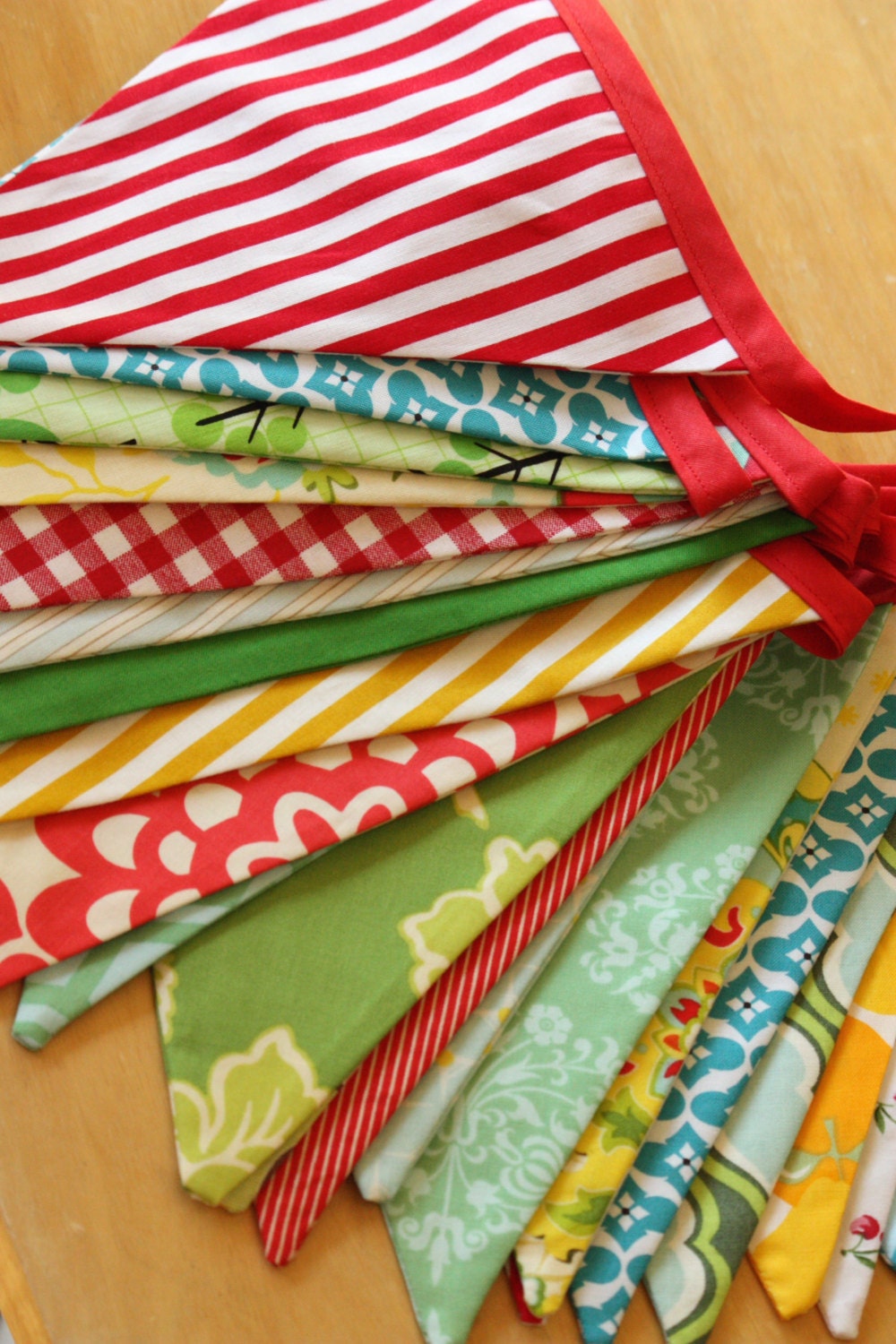 Super Long Carnival Bunting, Wedding, Party Flags, Birthday Decoration, Photo Prop. LARGE Sized Flags in Cotton Fabrics.