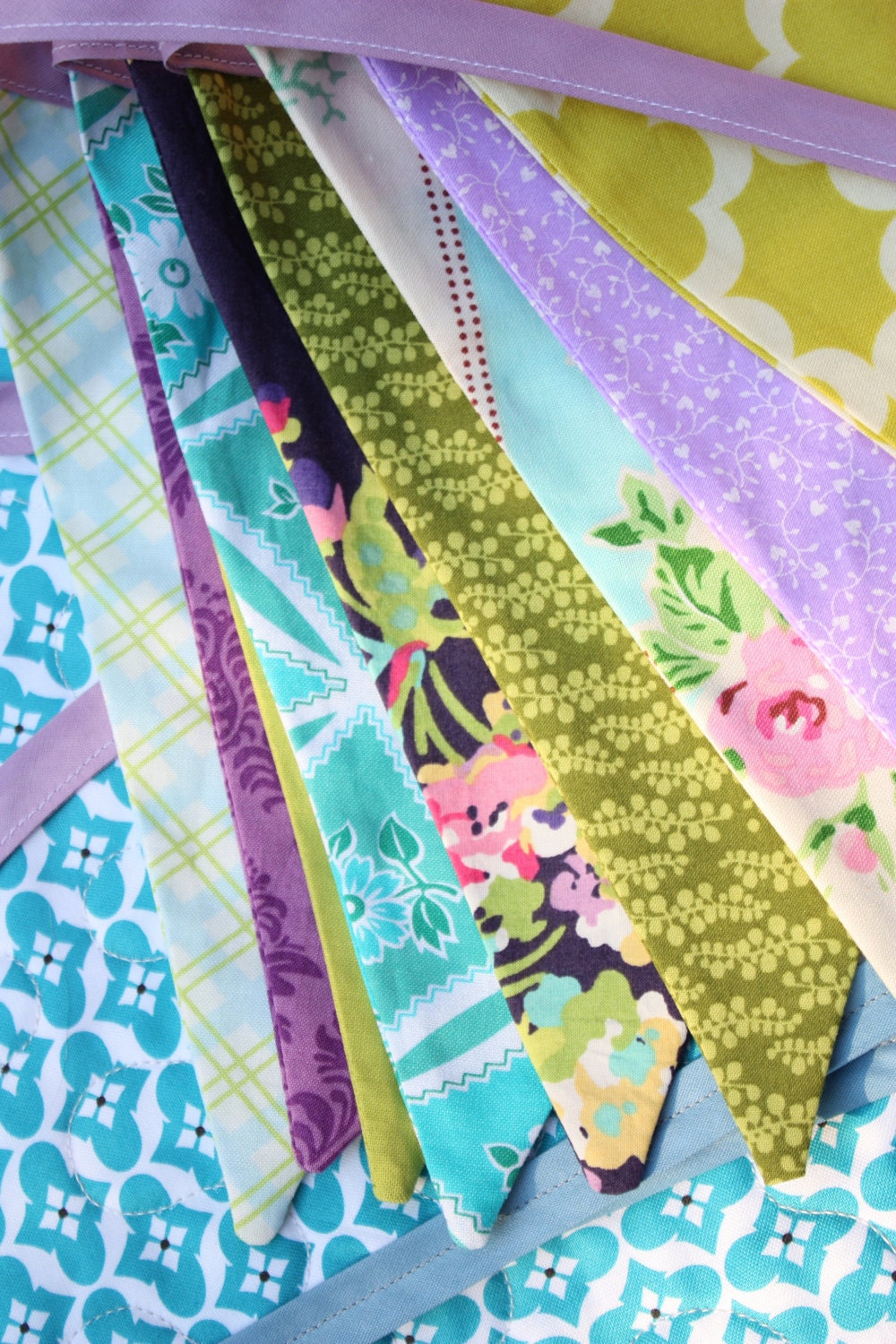 Blue, Green, Purple Surprise Flag Banner, Photo Prop, For a Child's Room or Wedding Decoration, Bunting.