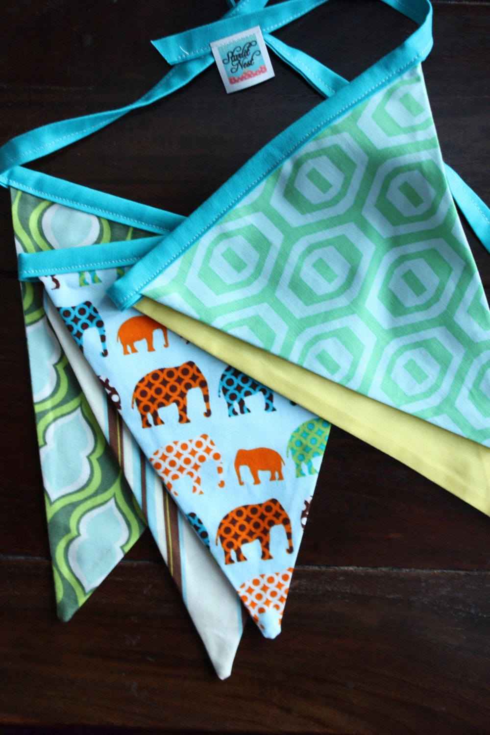 Sale, Elephant Theme Green, Blue and Yellow Boy Themed Bunting. Ready To Ship. Photo Prop, Nursery Decoration, Party Banner.