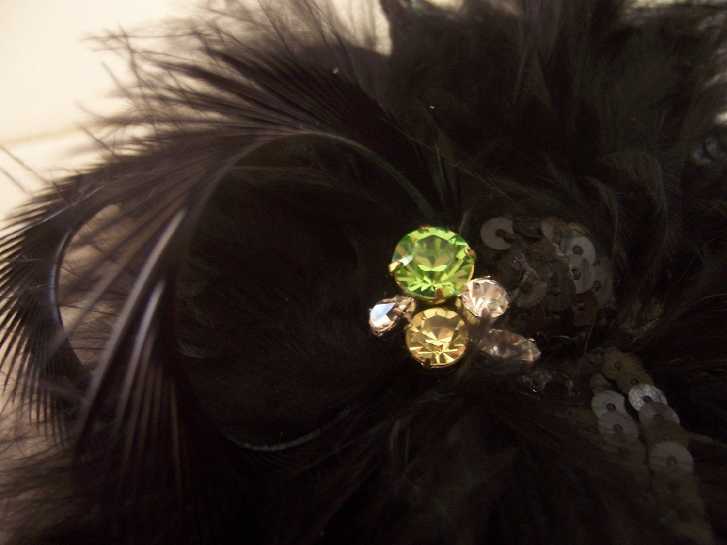 Black Feather and Sequin Clip/Pin