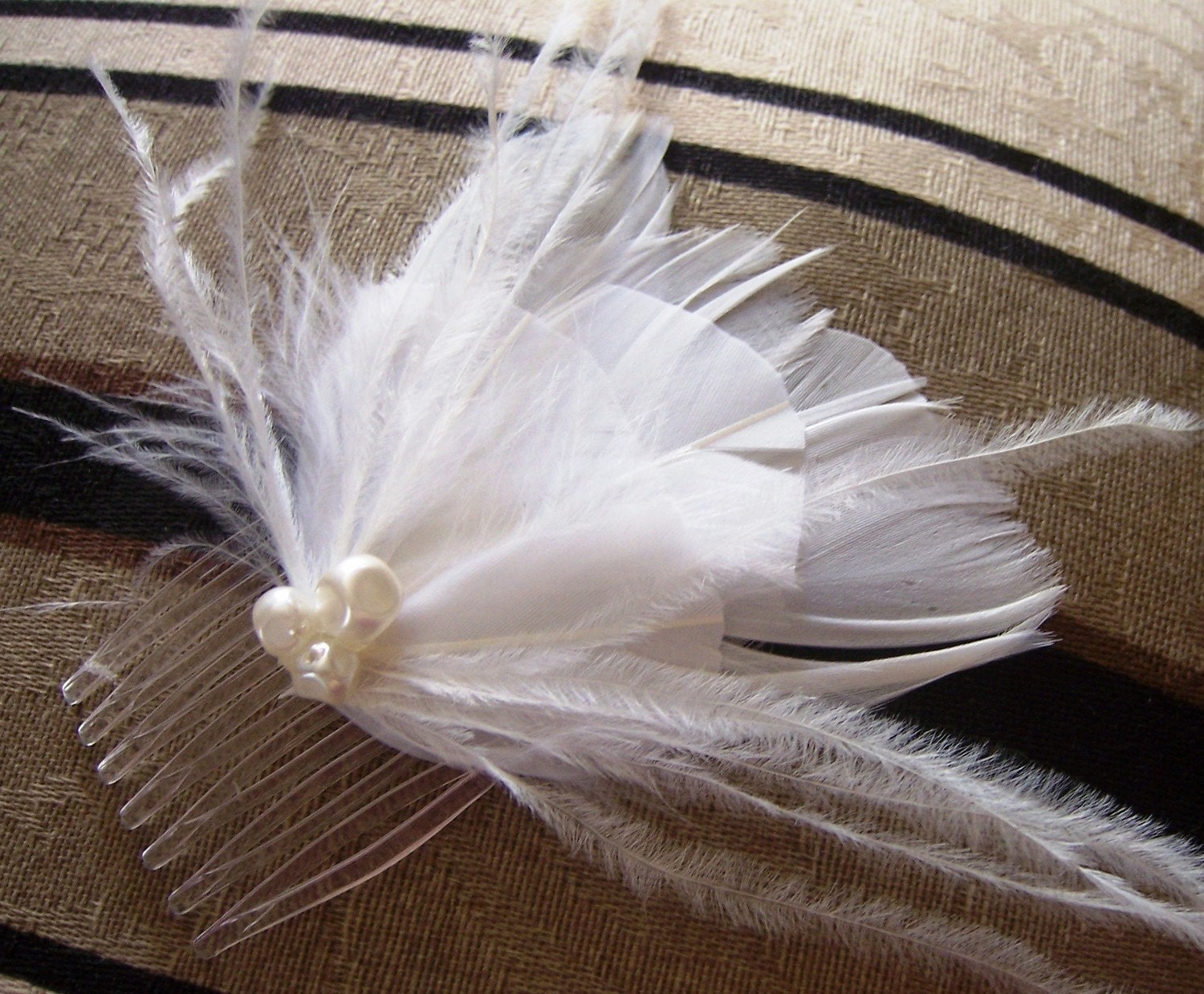 Small Diamond White Feather Fascinator