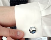 Nautical Wedding Cufflinks - Silver - Sailboat Polaroid Photo - Great for Weddings, Groomsmen, Father of the Bride, Dad, Best Man, Dudes