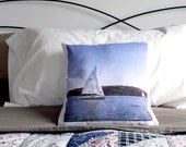 Polaroid Photo Sailboat Throw Pillow Cover - Sail Away with Me - Unique Nautical Housewarming Gift, Home Decor