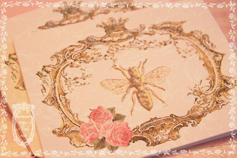 French Bee and Crown Thank You  Personal Correspondence Cards or Invitations