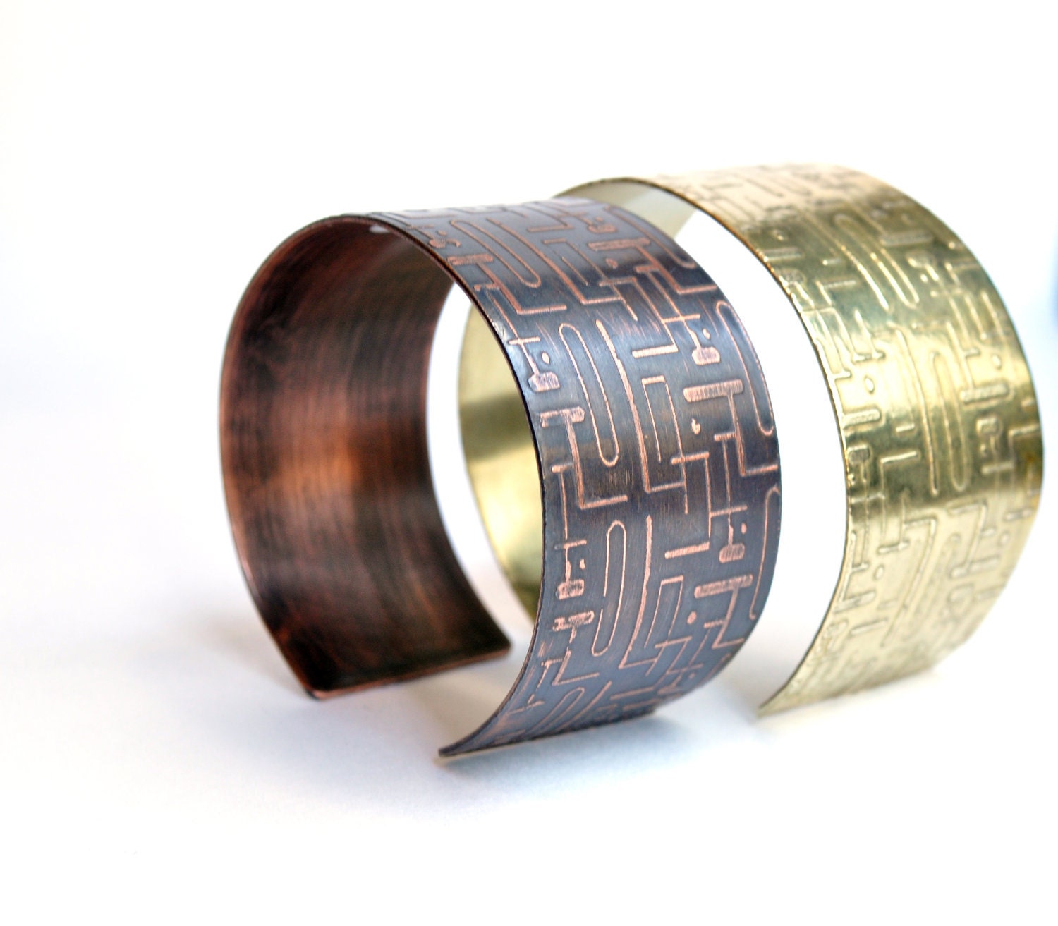 Brass Mod Etched Cuff Bracelet