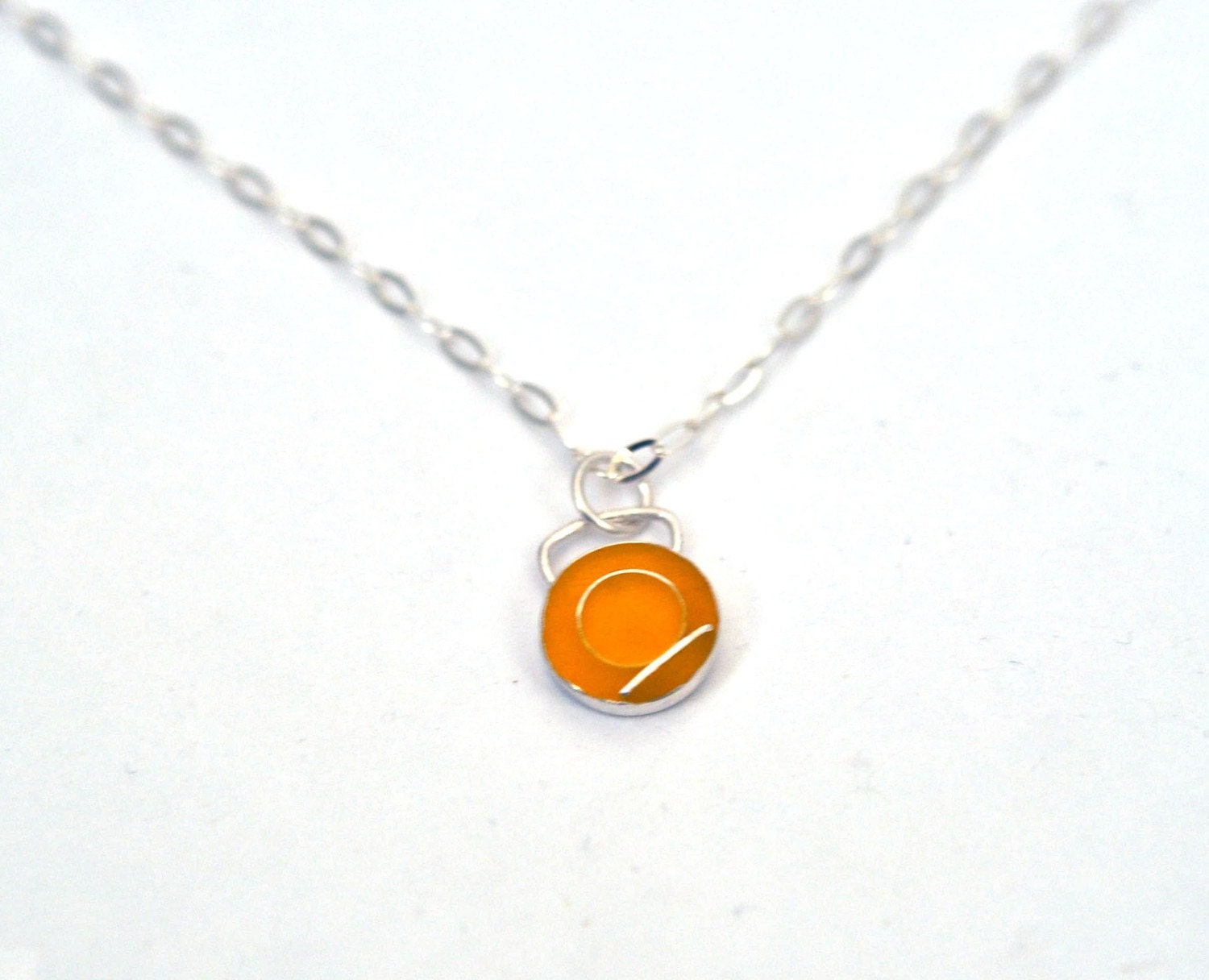 Orange Resin and Sterling Silver Necklace
