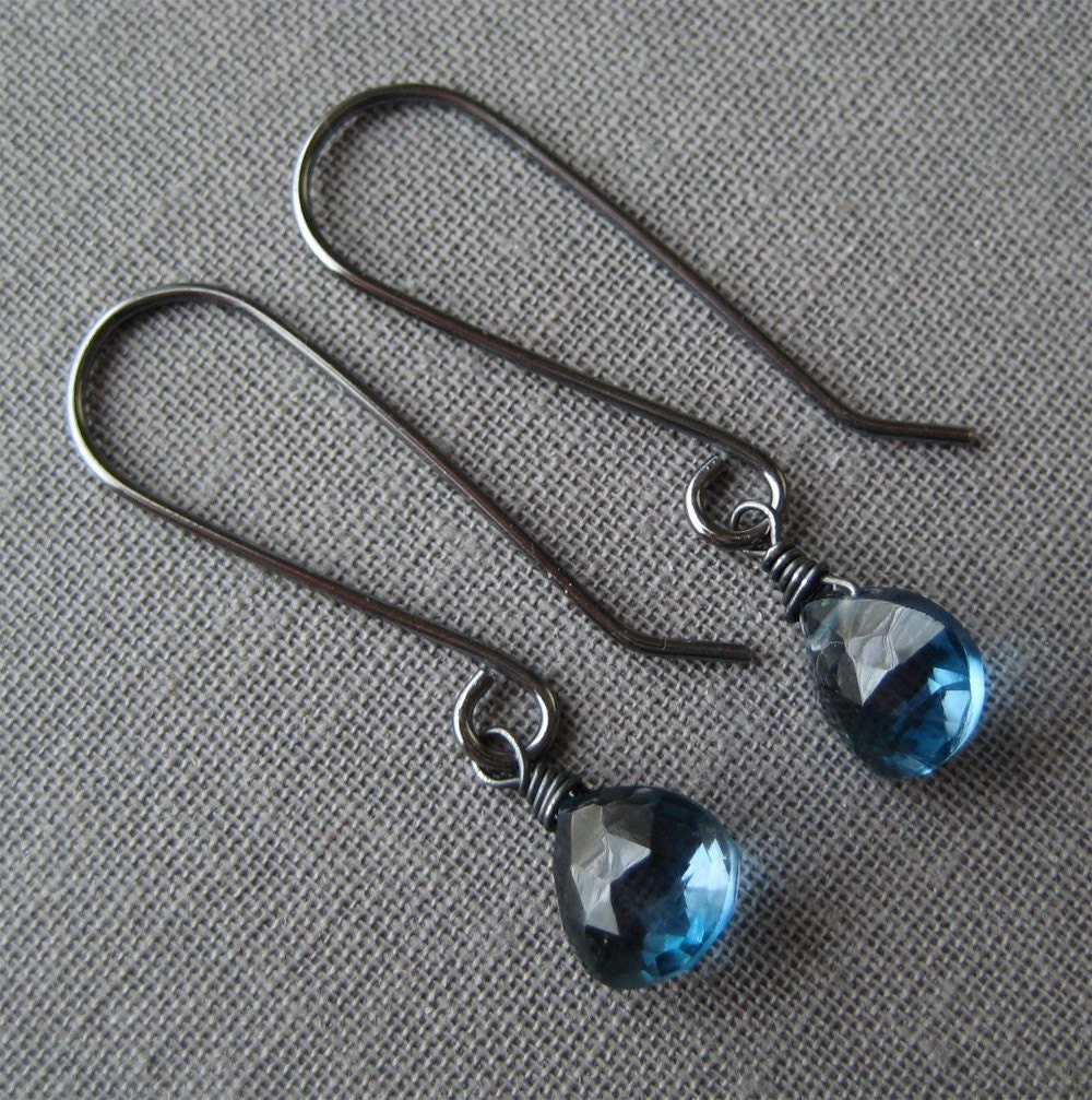 Faceted London Blue Topaz Earrings