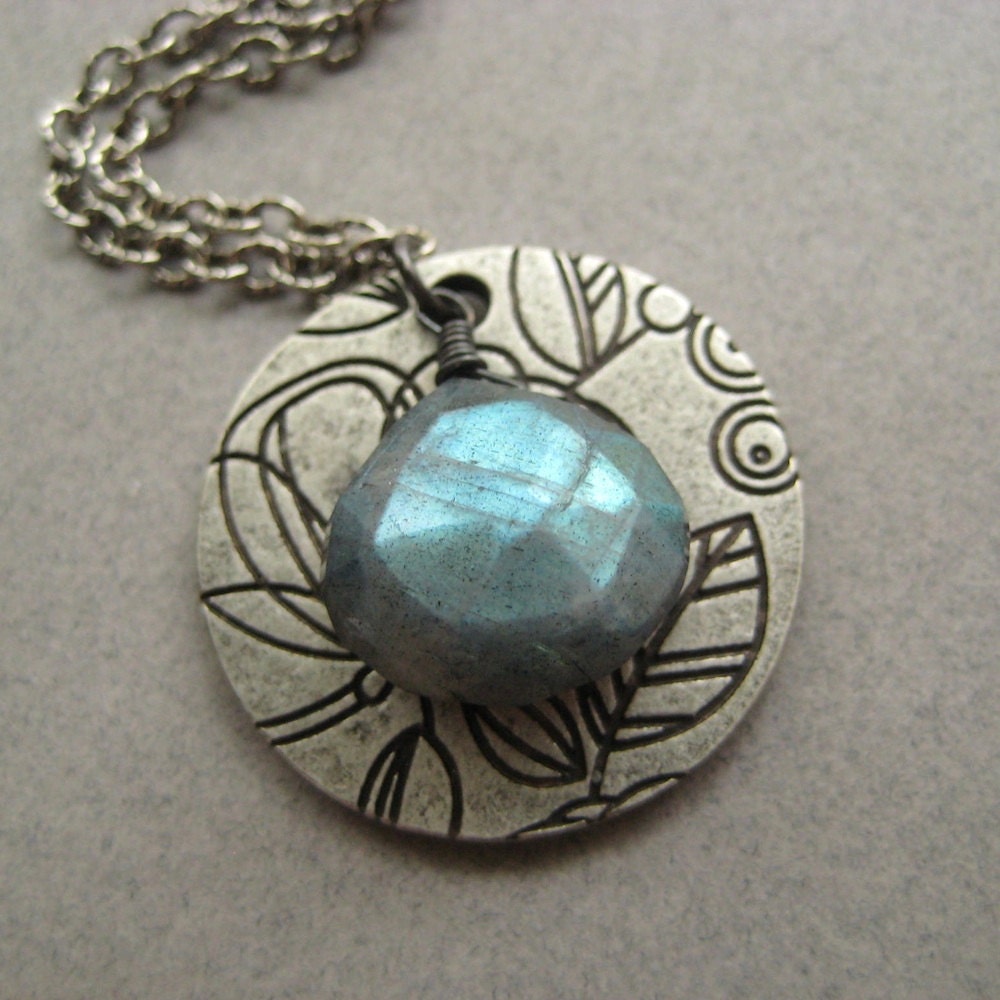 Labradorite Necklace, Faceted Labradorite Gemstone Briolette Sterling Silver Chain Necklace